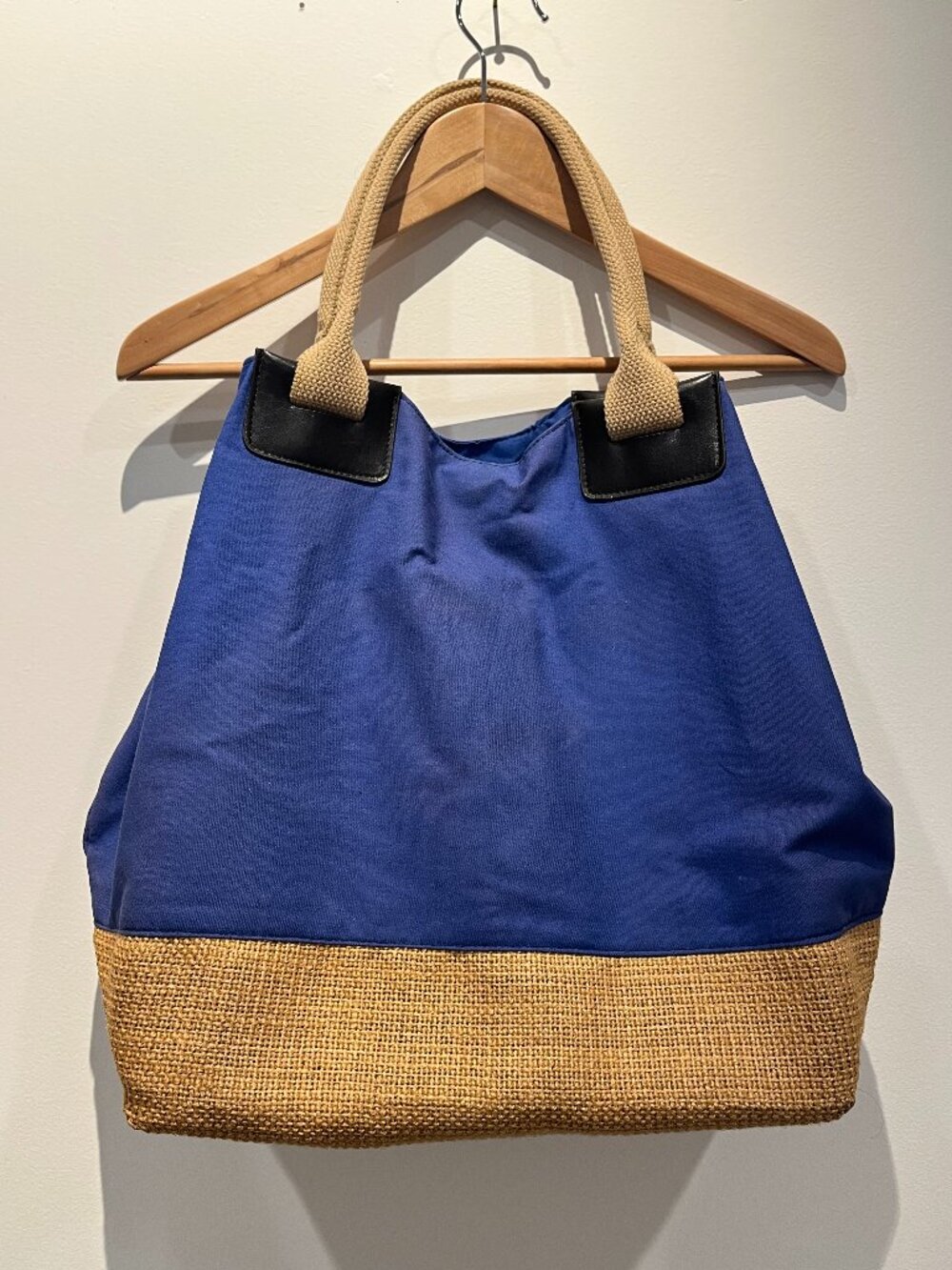 Vintage Target Blue Cotton jute tote bag blue 2009 beach casual two tone